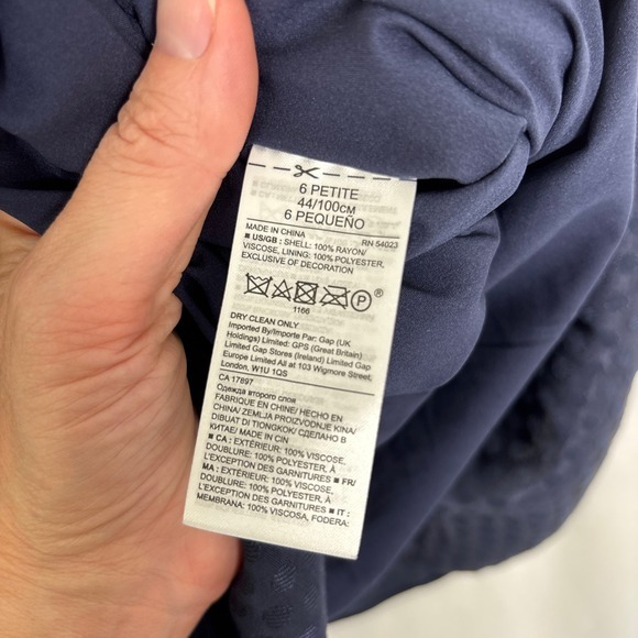 Banana Republic Navy Halter Top Fit & Flare Dress Size 6P Polka Dot Texture Midi - Picture 9 of 13